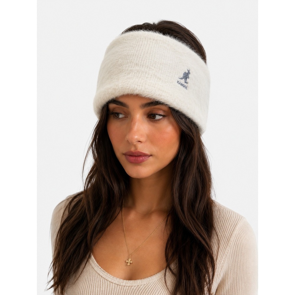 Kangol Furgora Headband Cream Off White Fuzzy Angora Blend Logo S M